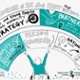 An illustration of a person sat in a wheelchair with their hands up, surrounded by the work of the Learning Disability team.