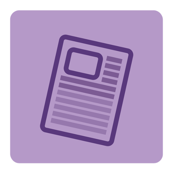 Purple Newsletter Icon - Dark purple outline on light purple background