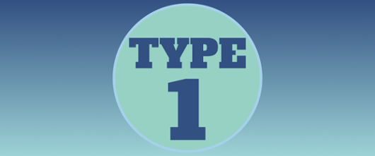 Type 1 logo in green and blue