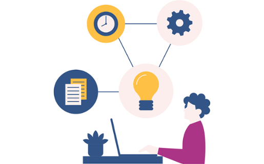 A Vector of a person undertaking a training event onlline