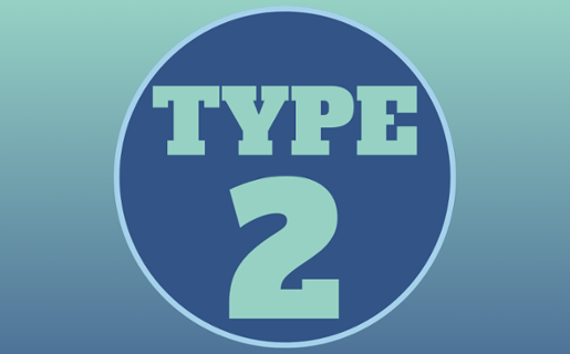 Type 2 logo in green and blue