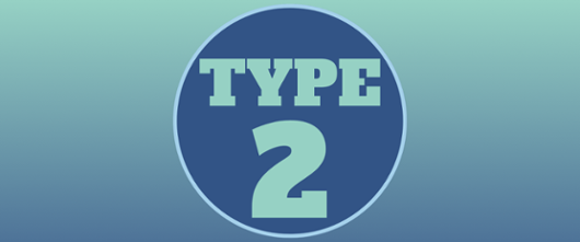 Type 2 logo in green and blue