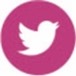 White twitter logo on a red circle with a white background