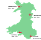 Wales map with EMRTS base locations and operating times